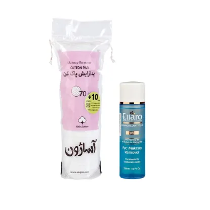تصویر  محلول دو فاز الارو 125ml + پد آرایش پاک‌کن آساژون | پک طلایی پاکسازی آرایش
