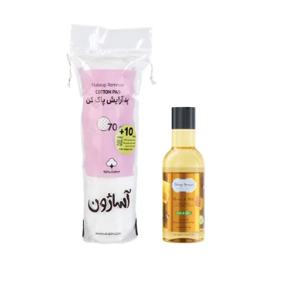 تصویر  تونر پاک‌کننده و مرطوب‌کننده شیر عسل دیپ سنس (160ml) + پد آرایش پاک‌کن آساژون | پک مراقبت و پاک‌سازی پوست