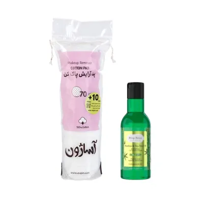 تصویر  پد آرایش پاک‌کن آساژون + تونر پاک‌کننده بامبو دیپ سنس (160ml) | پک پاک‌سازی و تنظیم pH پوست